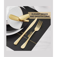 Genérico - Set 48 Piezas Cubiertos Cuchillería Acero Inoxidable Amarillo