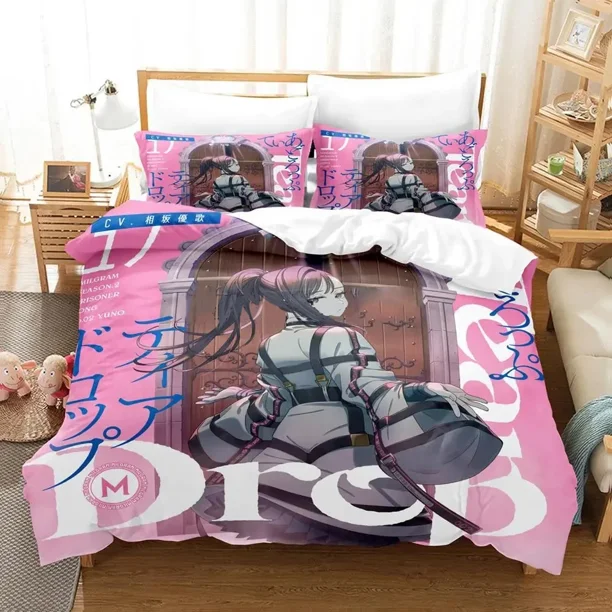v2602 Bed Sheets MILGRAM Single Double Queen King Size Bedding Set Boys Bedroom Duvet Cover Set Printed Anime Bed Sheet Set 3-Piece Bedding Set (1 Duvet Cover + 2 Pillow Shams) Bed Sheets ju2602
