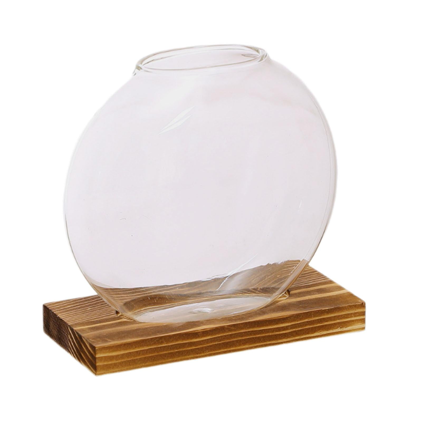 Bothyi - Estación De Propagación De Plantas Jardinera De Vidrio Terrario De Plantas Con Soporte De Madera Color Madera Oscura