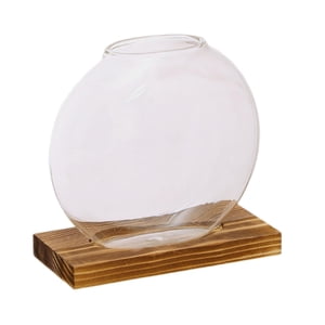 Bothyi - Estación De Propagación De Plantas Jardinera De Vidrio Terrario De Plantas Con Soporte De Madera Color Madera Oscura