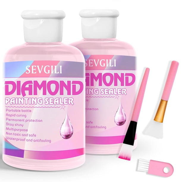 Kit sellador de pintura con forma de diamante Sevgili, 240 ml, con pinceles para adultos