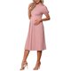 thumbnail image 4 of INSPIRE CHIC Vestidos de Trabajo para Mujeres Embarazadas Cuello Simulado Botón Plisado Frontal Oficina Línea A Vestido de Negocios XL Rosa, 4 of 6