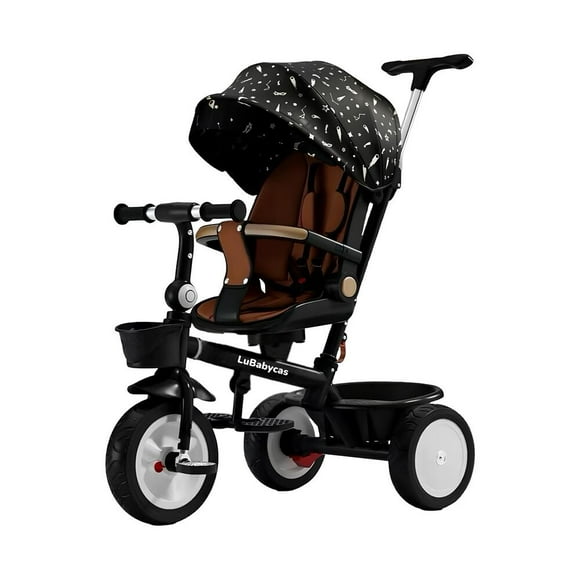 Triciclo LuBabycas 360° Multiposiciones con Mesita Negro