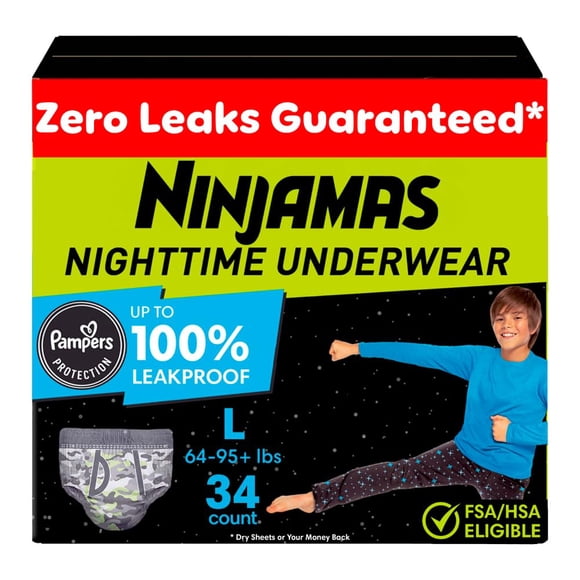 Ropa Interior Para Mojar La Cama Por La Noche Ninjamas Boys L 30 56 Kg