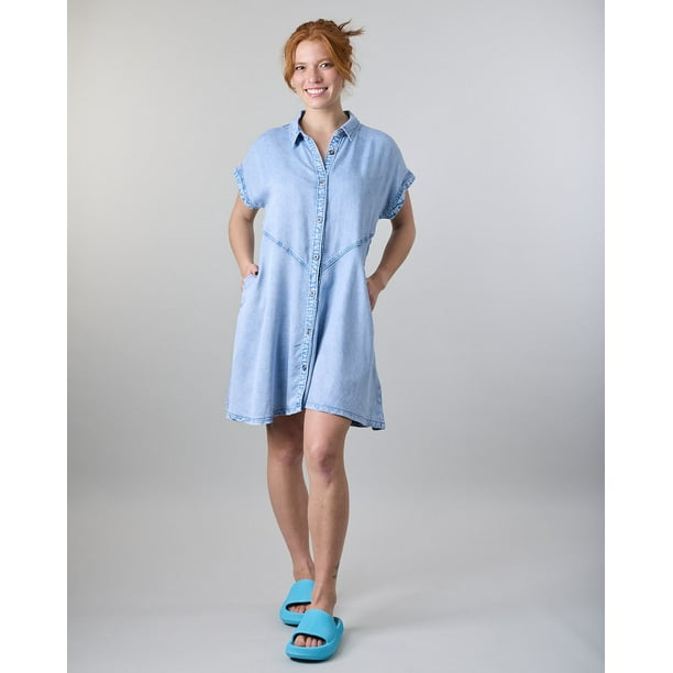 Vestido Tencel con botones camisero Celeste Polemic
