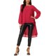 thumbnail image 2 of INSPIRE CHIC Blusas asimétricas de gasa casuales elegantes para mujer con mangas largas de linterna y cuello redondo L Rojo oscuro, 2 of 6