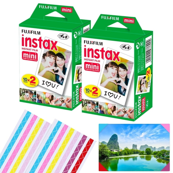 Cámara instantánea Fujifilm Instax Mini con 40 hojas de película y pegatinas