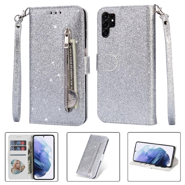 Funda para FOXDOCK Elegante funda Samsung Galaxy S23 Ultra Glitter con cremallera-Ideal para el uso diario