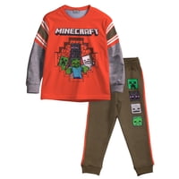 Conjunto Para Niños Minecraft 2 Piezas Camiseta Manga Larga Y Pantalón Talla 7
