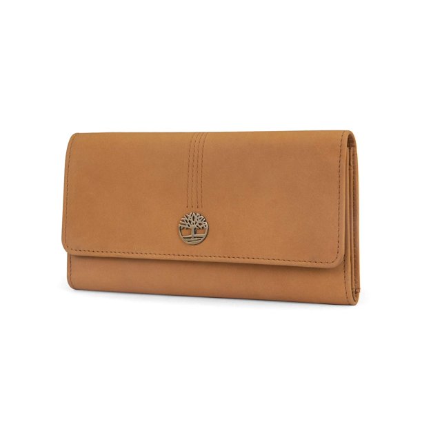 Organizador billetera Timberland de cuero con protección RFID, color trigo, 19x11x2 cm