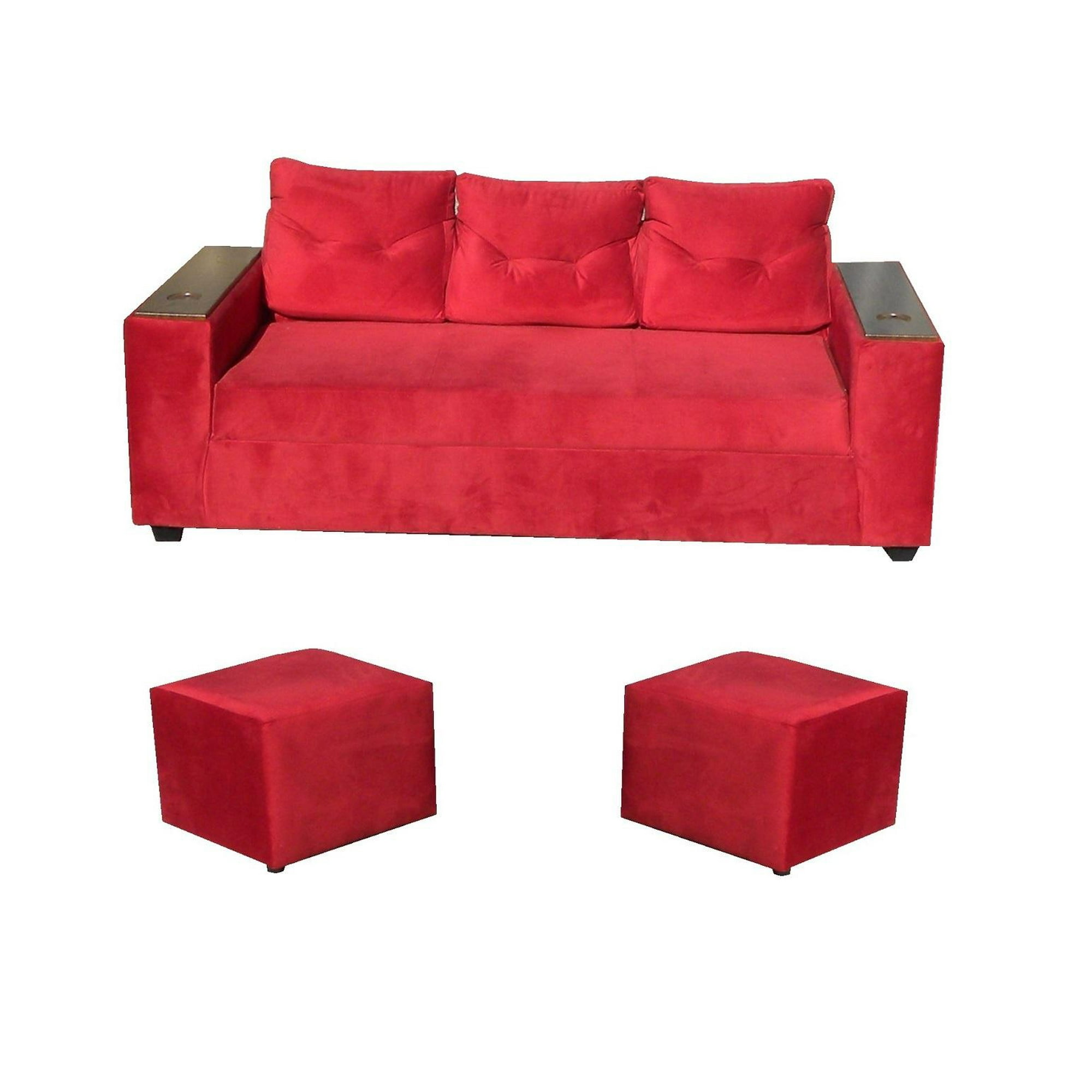 Almore - Sofa Wilson 3c + 2 Pouf Rojo
