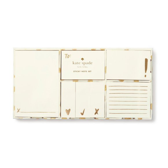 Set de notas adhesivas Kate Spade New York Flamingo Dot Gold
