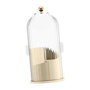 Ioensy - Portaescobillas De Maquillaje Con Tapa Lápiz Labial Transparente Porta Lápiz De Cejas Para Vanity Clear White Yellow