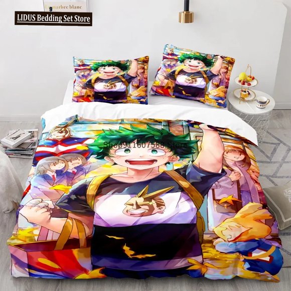 v1348 Bed Sheets New Anime My Hero Academy Bedding Set Anime Characters Duvet Cover Set Quilt Bed Set Queen King Size Boys Home Textile 3-Piece Bedding Set (1 Duvet Cover + 2 Pillow Shams) Bed Sheets