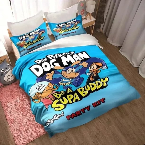 DOG MAN Cute Cartoon Pattern Bedding Set Duvet Cover Set Single Double Bed King Size Bed Set Adult Boys Bedroom SheetBed Sheets