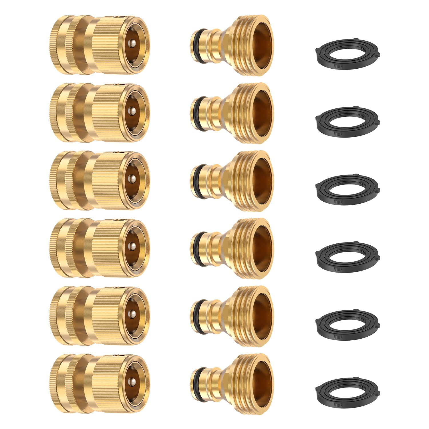 Conector Rápido Para Manguera De Jardín Kesfitt De Latón Macizo 3/4 Ght (6 Juegos)