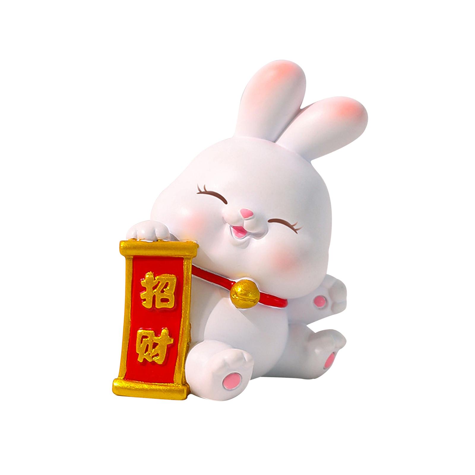 Magideal - Estatua De Conejo De Año Nuevo Chino Figuras De Pequeño Adorno De Salpicadero De Coche Escultura De Decoración En Miniatura Para Vacaciones, , Estilo A 6X5.5X8Cm Multi