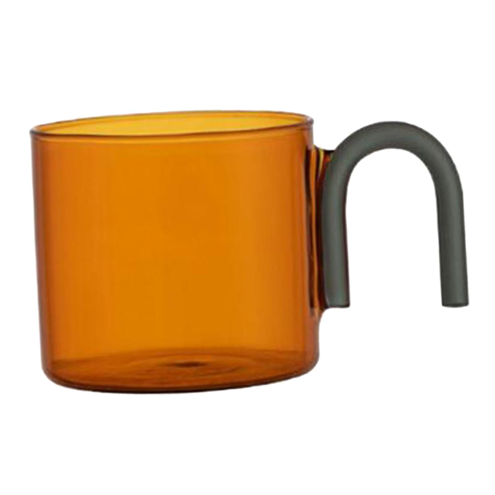 Magideal - Taza De Café Con Asa De Vidrio Transparente Para Bebidas Calientes Y Frías Diseño Elegante Adecuada Para Mujeres Parejas Novia Regalos Naranja