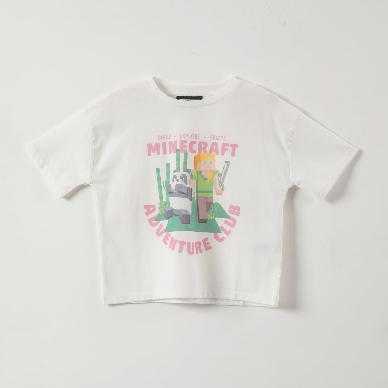 Polera Manga Corta Niña Adventure Blanco Minecraft