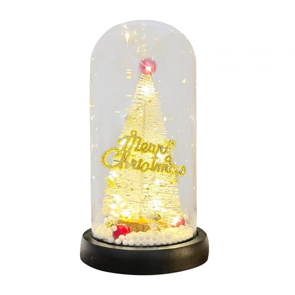 Cúpula Navideña Con Adornos De Luz Nocturna LED Para Mesa, Fiesta, Sala De Estar, Letras De árbol Verdes