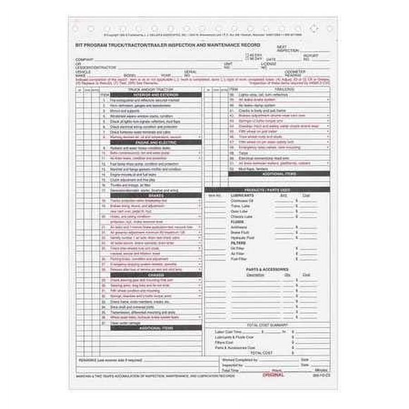 Formulario de registro J. J. Keller paquete de 50 unidades 22x30 cm