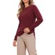 thumbnail image 4 of Suéteres de punto para mujer con cuello redondo y manga larga, atuendo casual de otoño 2025 L rojo vino, 4 of 6