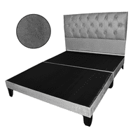 Mueblart - Base De Cama Con Respaldo A Piso 2 Plazas Gris Felpa