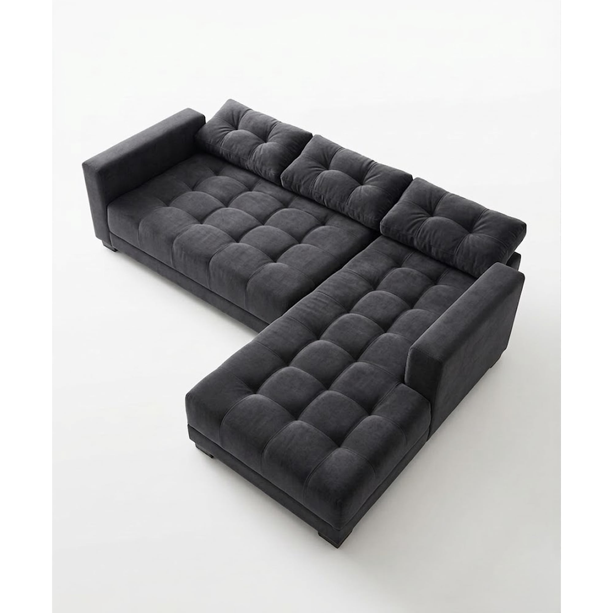 Home V Ele - Sofá L 3c Reclinable Gris Oscuro Felpa