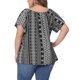 thumbnail image 3 of Agnes Orinda Blusa de Talla Grande para Mujer Boho con Hombros Descubiertos y Manga Corta Estampada para Vacaciones 2X Negro, 3 of 5