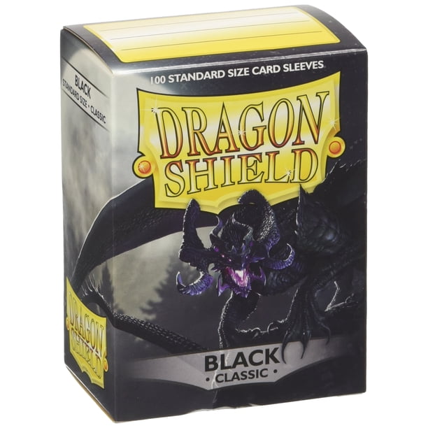 Fundas para cartas con forma de escudo de dragón, tamaño estándar, color negro clásico, 100 quilates