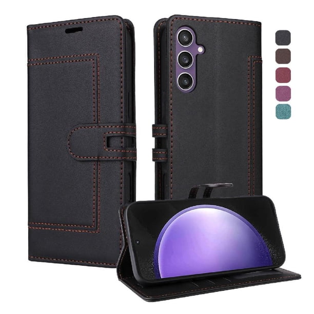 Premium Wallet Case for Samsung Galaxy S23 FE with Card Slots & Kickstand, Flip Cover Black