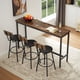thumbnail image 1 of Long Bar Table Set with 3 PU Upholstered Bar Stools, Industrial Bar Table and Chairs for Kitchen Breakfast Table, Living Room, Banquet Hall, Rustic Brown and Black, 63″L x15.7"W x 37.5"H, 1 of 3