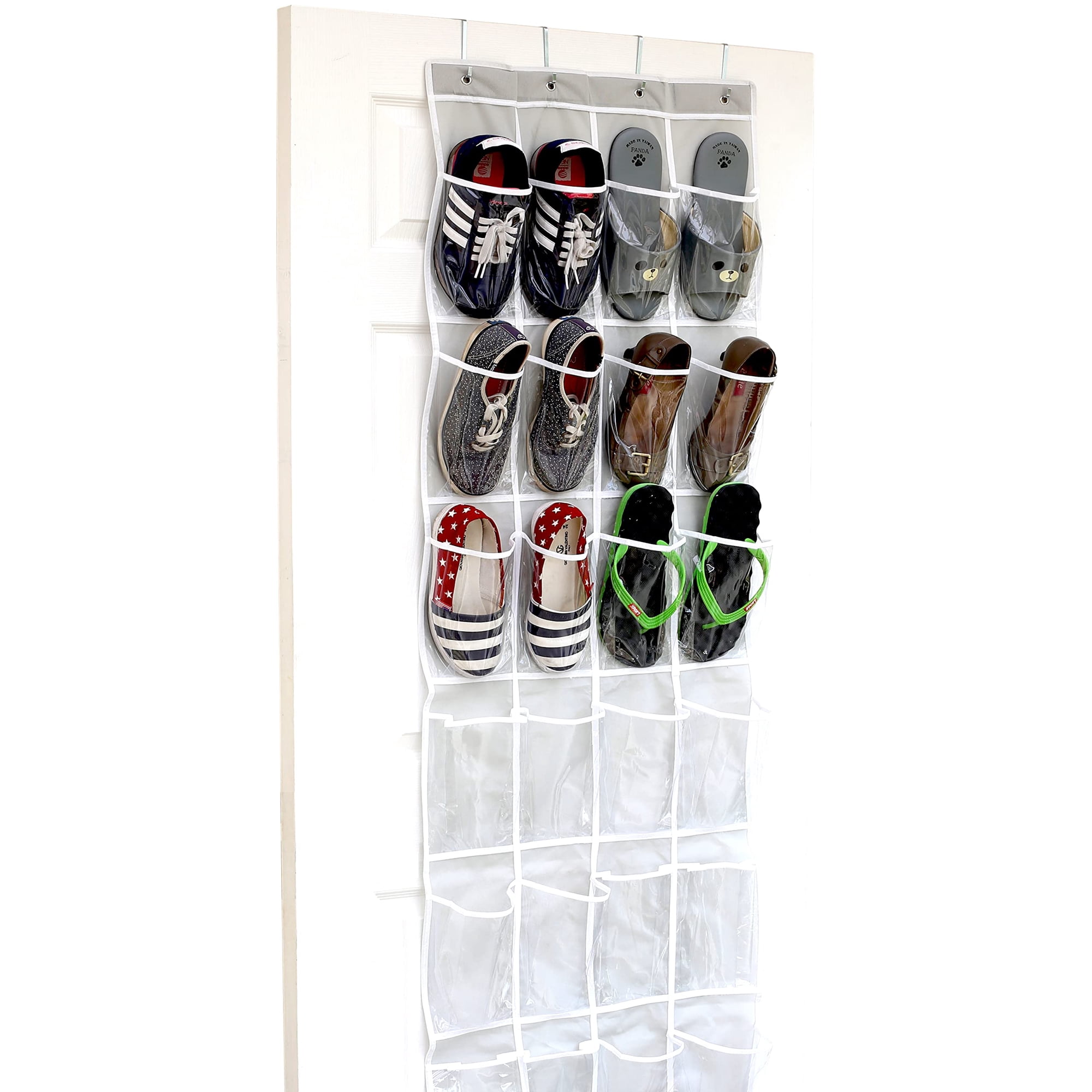 Organizador De Zapatos Simple Houseware 24 Bolsillos Para Colocar Sobre La Puerta, Color Gris
