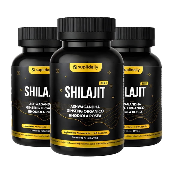 SHILAJIT 8 EN 1 SUPLIDAILY 180 CAPSULAS ENERGIA Pack X3