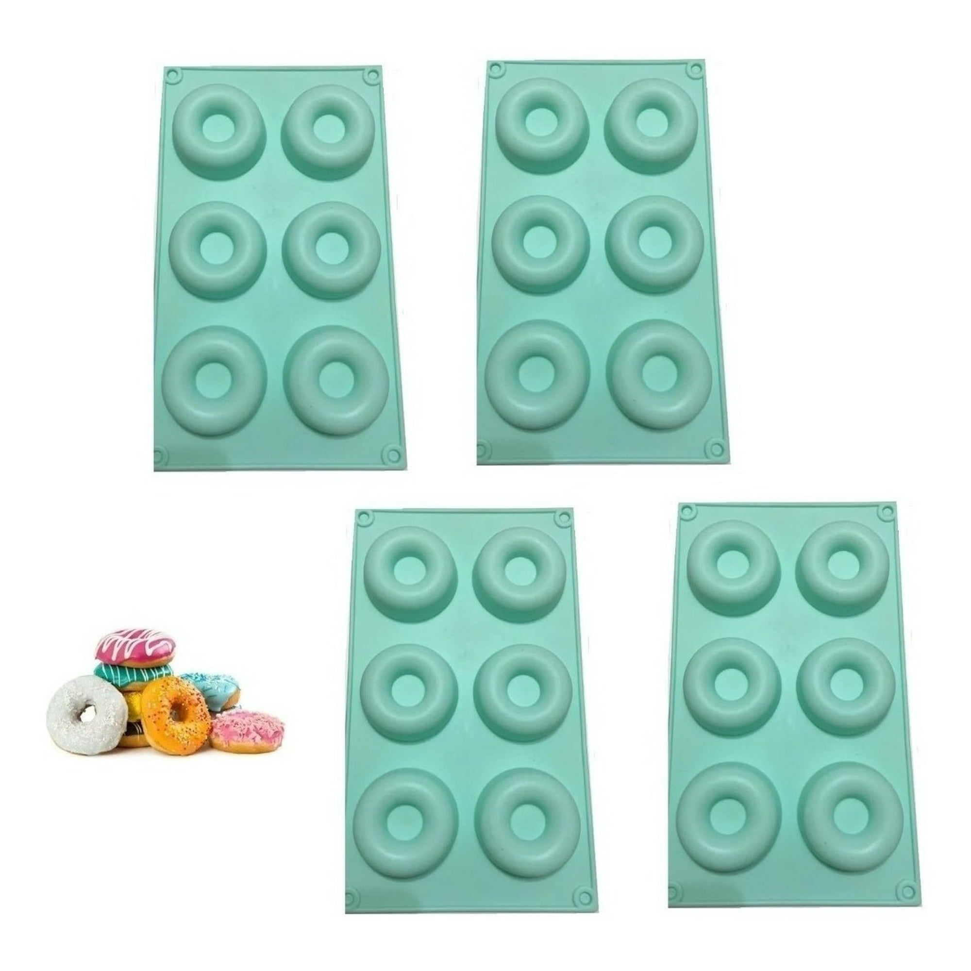 Genérico - Pack X4 Moldes Silicona Moldes De Silicona Donuts Mini Dona