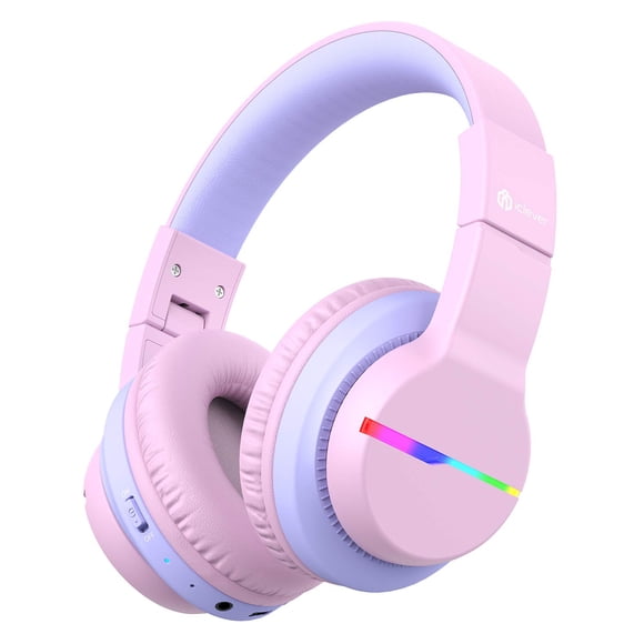 Auriculares Bluetooth iClever BTH12 para niños con luces LED, color rosa