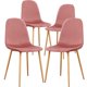 thumbnail image 1 of Juego de 4 sillas de comedor tapizadas en terciopelo rosa, 1 of 3