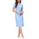thumbnail image 4 of Vestido Tubo de Mujer INSPIRE CHIC con Decoración de Botones y Cinturón, Manga Corta 2026 Vestido Lápiz S Azul, 4 of 5