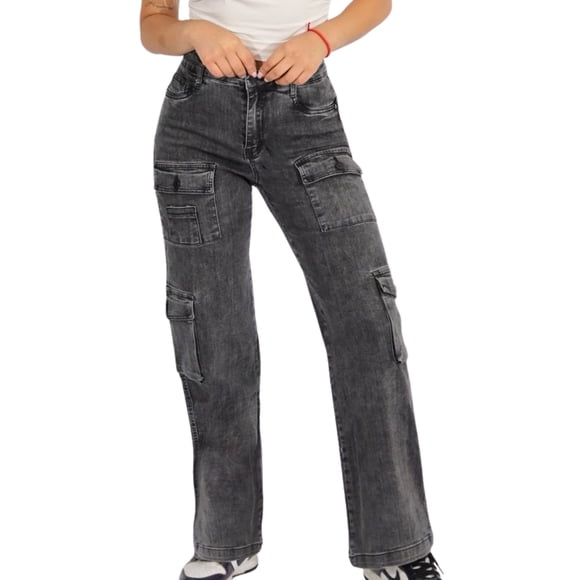 Jeans Cargo J9115 Mujer Tiro Alto