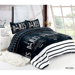 Aladdins Shop - Cobertor De Invierno De Plush Y Chiporro 1,5 Plaza Paris Negro Y Blanco