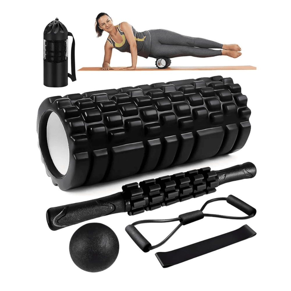 Linea Sport - Set De Yoga Texturizado 5 En 1 Rodillo, Barra, Pelota, Banda,bolsa