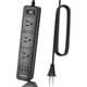 thumbnail image 1 of Regleta de 2 clavijas, regleta USB con cable de extensión de 3 m, protector contra sobretensiones de 3 tomas y 4 puertos de carga USB para smartphone, color negro., 1 of 7