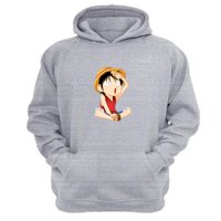 Genérico - Polerón Canguro Luffy Gris Claro Talla Xl Unisex