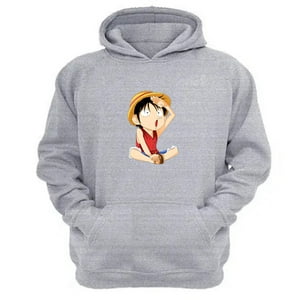 Genérico - Polerón Canguro Luffy Gris Claro Talla Xs Unisex
