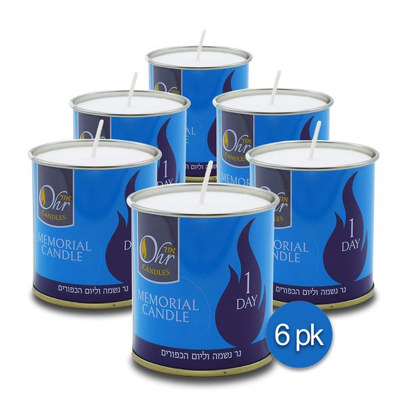 Velas OHR CANDLES 24 h Pack de 6 Kosher para Conmemoración