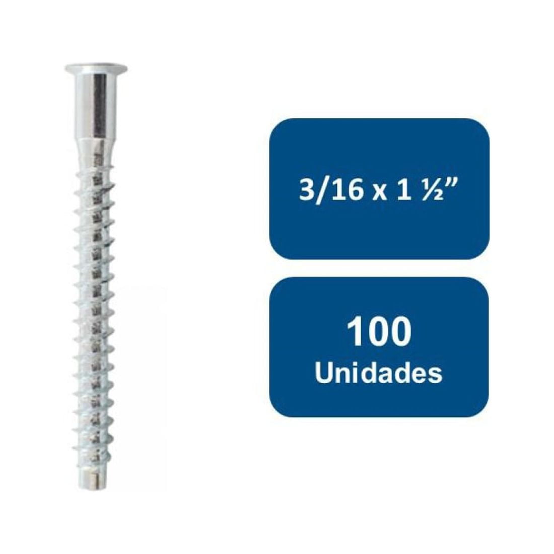 Anclajes - Tornillo Soberbio Zincado 3/16 X 1.1/2"" 100Un.