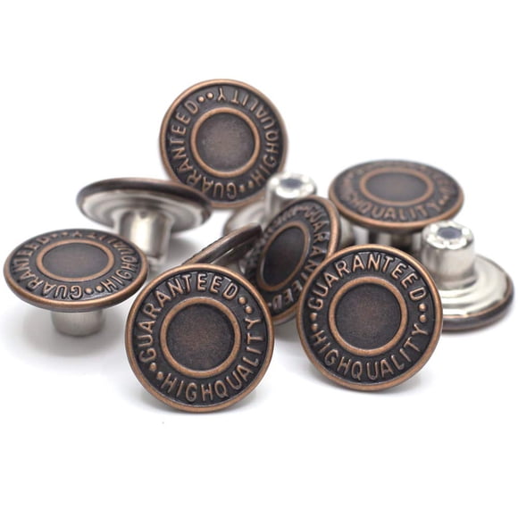 Botones de Bronce para Vaqueros Enosea 17 mm, Pack de 12, Sin Coser