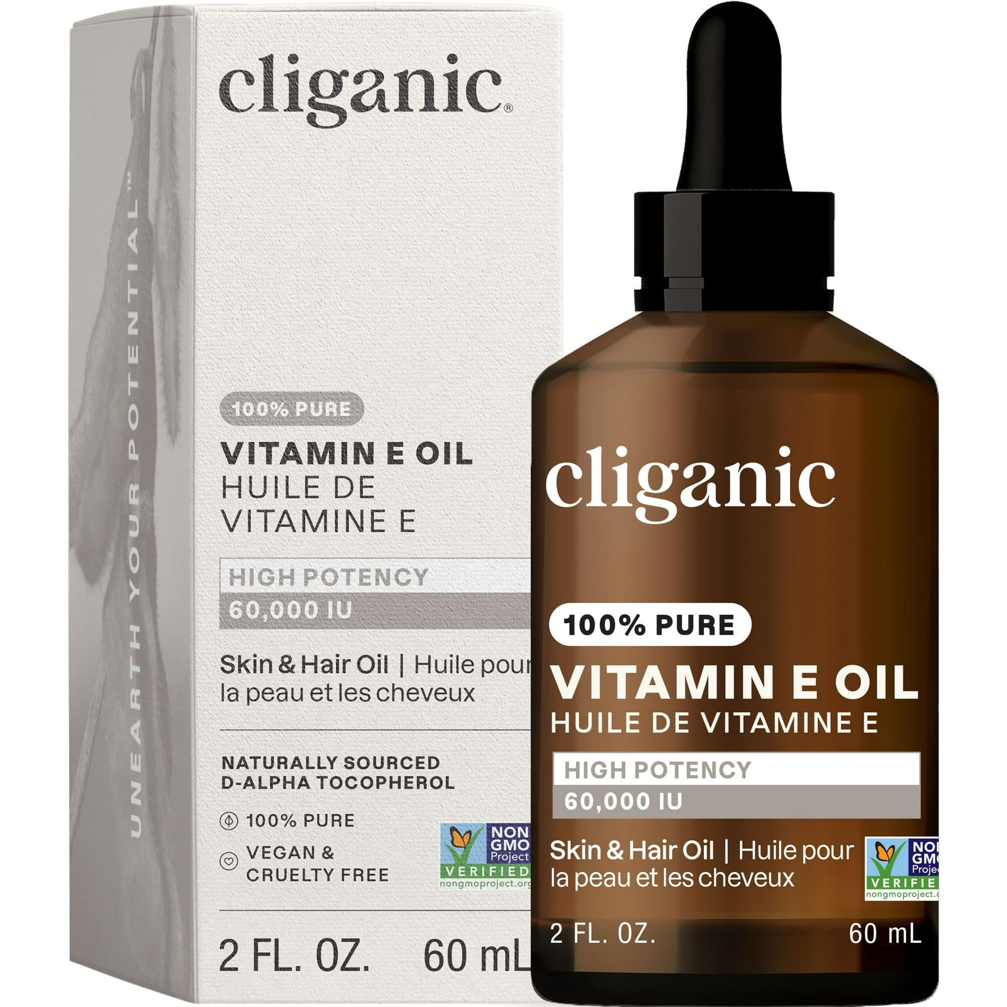 Aceite De Vitamina E Cliganic 60.000 Ui Para Piel, Cabello Y Rostro