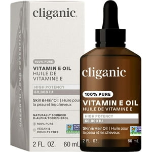 Aceite De Vitamina E Cliganic 60.000 Ui Para Piel, Cabello Y Rostro