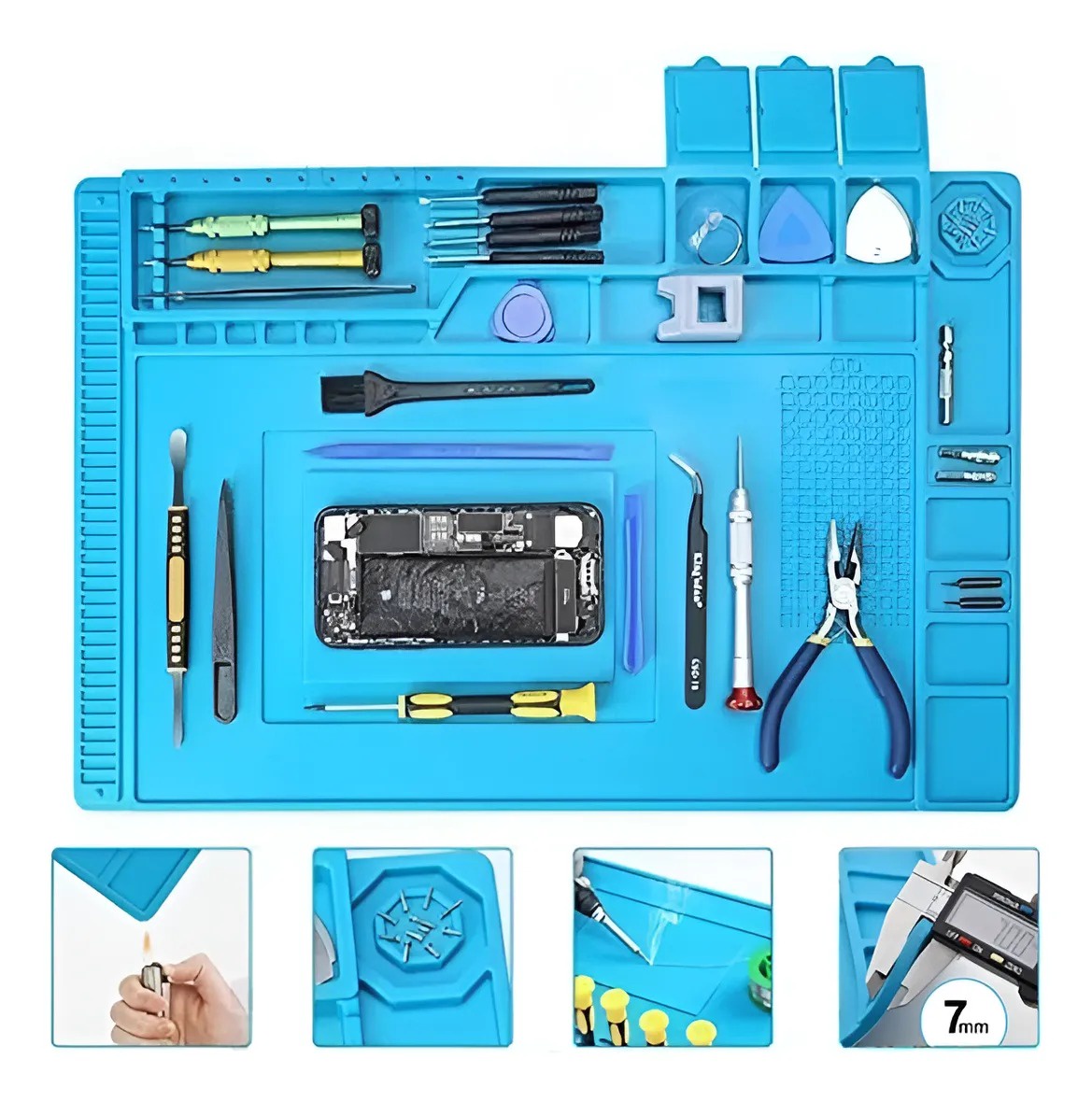 Genérica - Tapete Antiestatico Área De Trabajo 45 X 30 Cm, Almohadillas De Silicona Para Reparación De Teléfonos Móviles Y Ordenadores Con Propiedades Antiestáticas Magnéticas